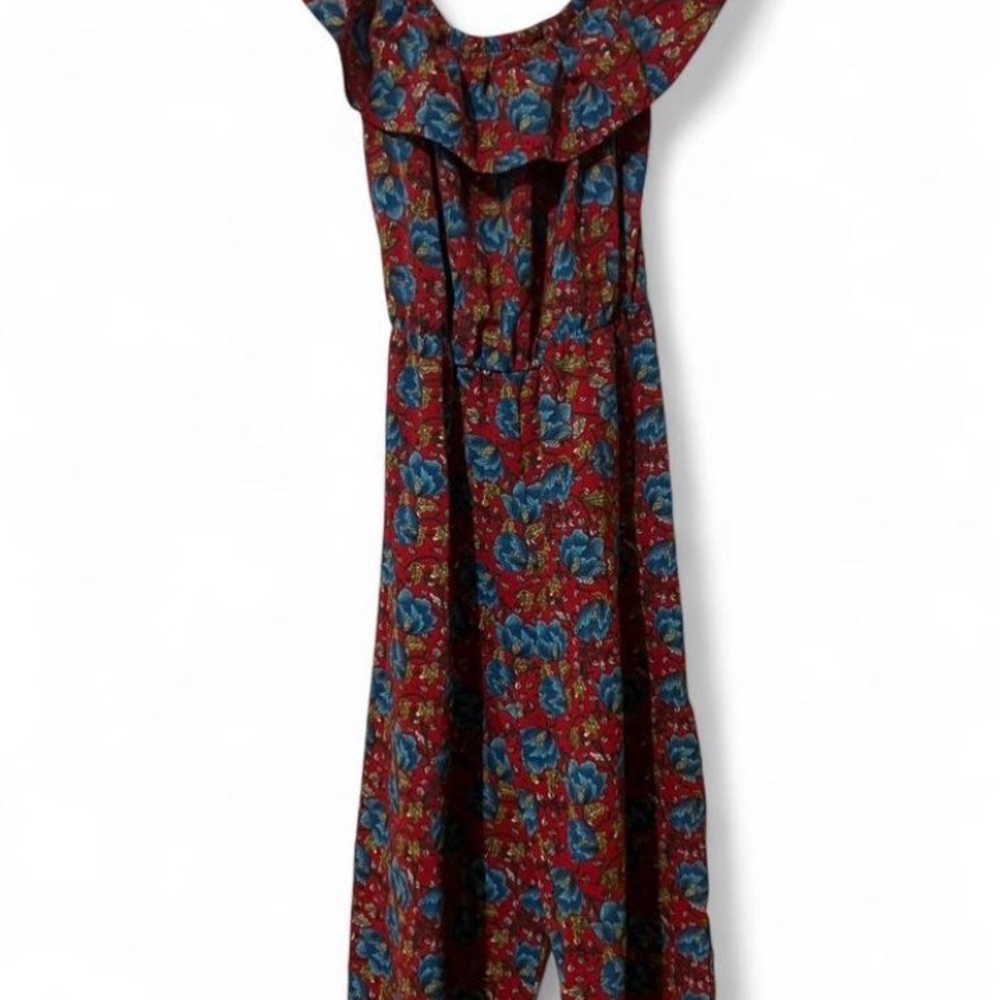 Rhapsody Red‎ and Blue Floral Jumpsuit